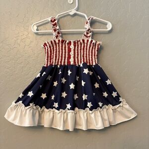 ⭐️Small shop boutique patriotic red white blue baby girls dress 6-9 months